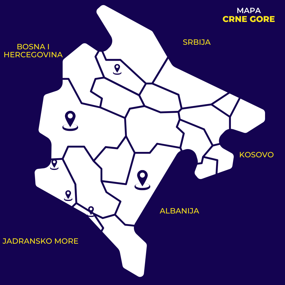Ilustracija mape Crne Gore